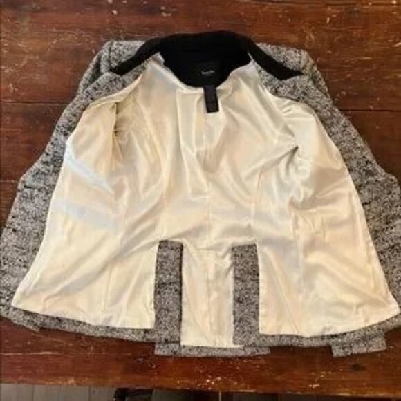 Smythe Contrast Collar Tweed Fitted Wool Blazer White and Black Sz 4 - Picture 4 of 11